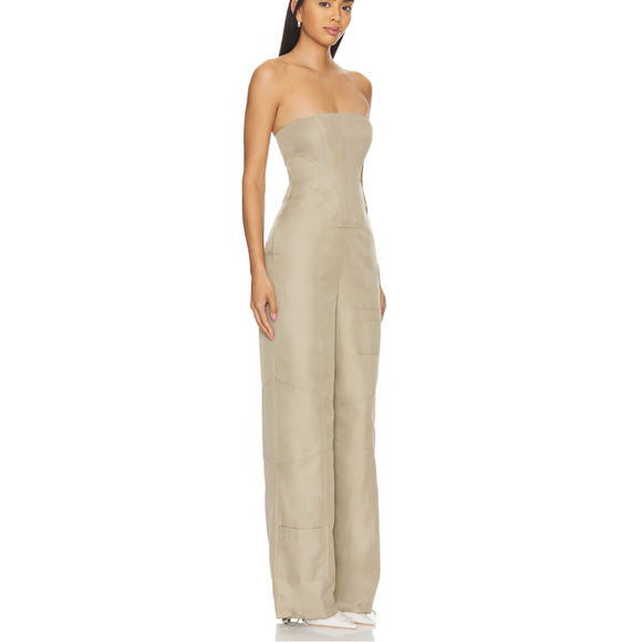 Lovers and Friends Meadow Cargo Jumpsuit Olive Green SMALL Jogger Corset NEW - Picture 3 of 10